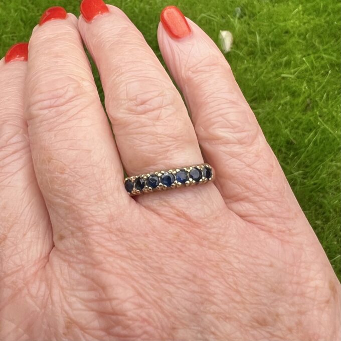 Sapphire Half Eternity Stacking Band in 9ct Gold