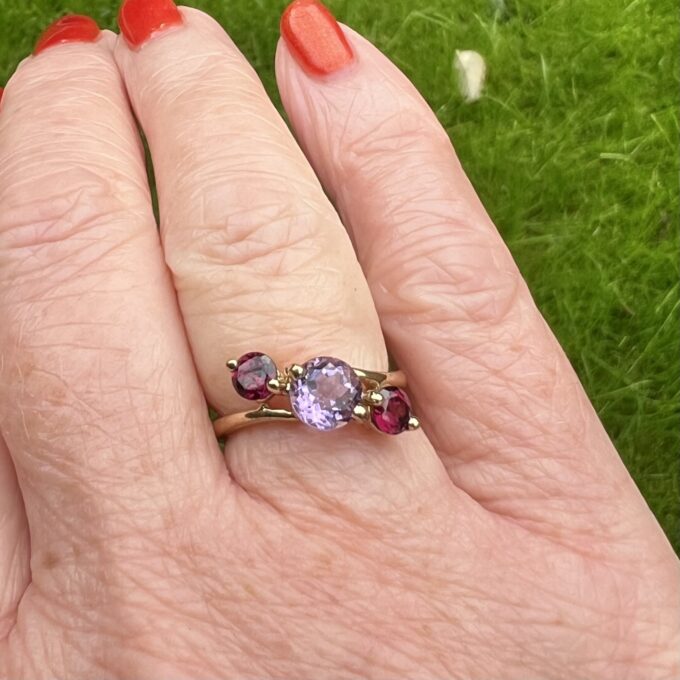 Amethyst and Garnet Ring in 9ct Gold