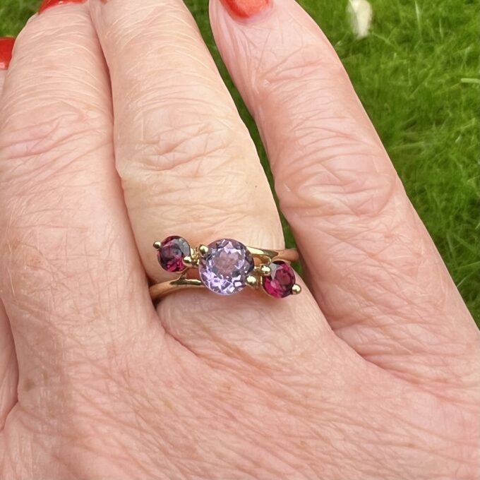 Amethyst and Garnet Ring in 9ct Gold