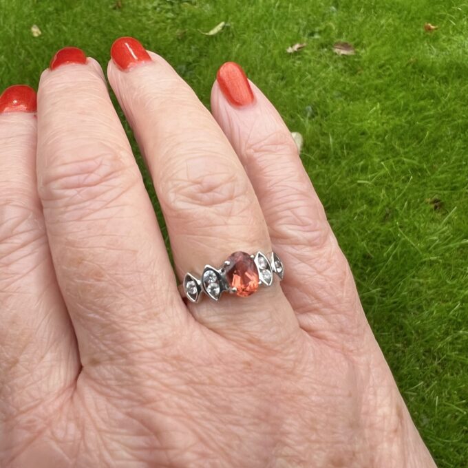 Citrine and White Topaz Ring in 9ct White Gold