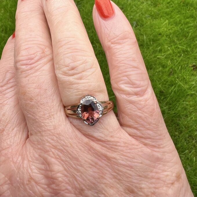 Pink Tourmaline Ring in 9ct Gold