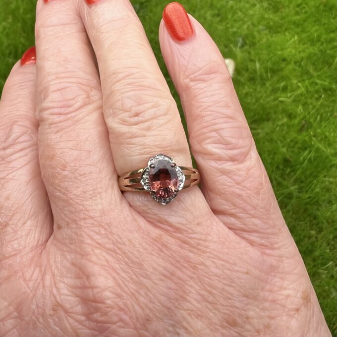 Pink Tourmaline Ring in 9ct Gold